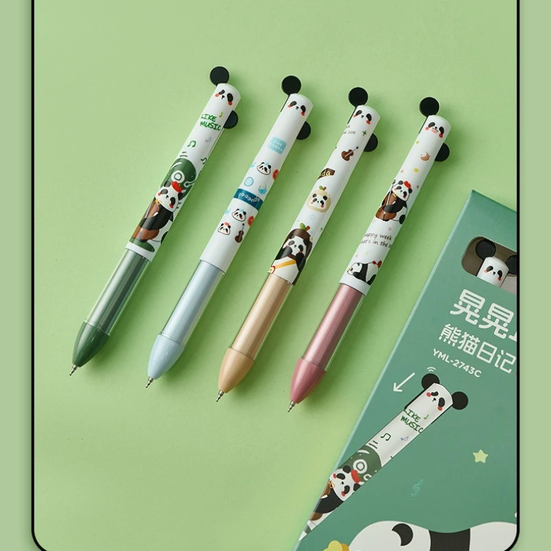 Kawai Stationery Panda Diary Exquisite Graffiti Cute Side Press Core Portable Quick Drying Black Red Two Color Brush Inquiry Pen