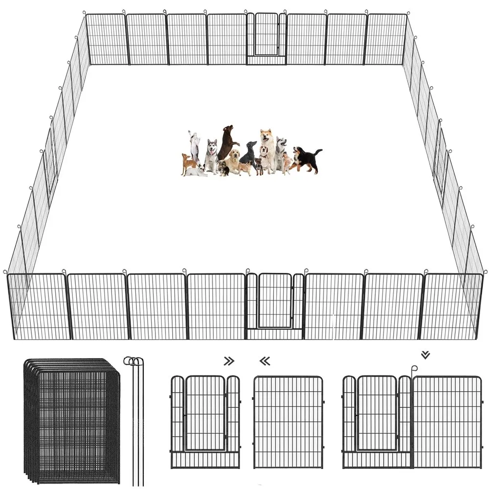 Outdoor Dog Fence 32 Inch 40 Panels Anti Rust Portable Dog Run for Yard & RV Camping