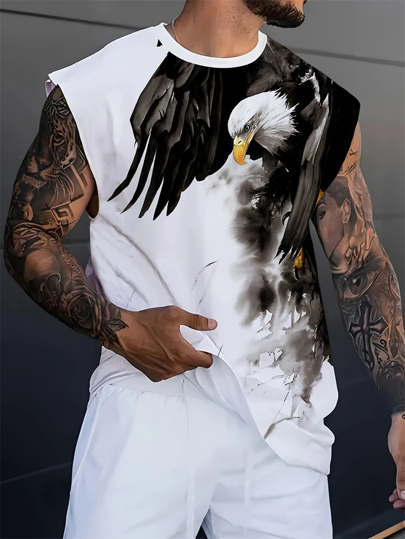 Men's Tank Top Sleeveless Shirt Patterned Duck O Neck Clothing 3D Print Everyday Sports Fitness Muscle Elements Gym Clothing Man