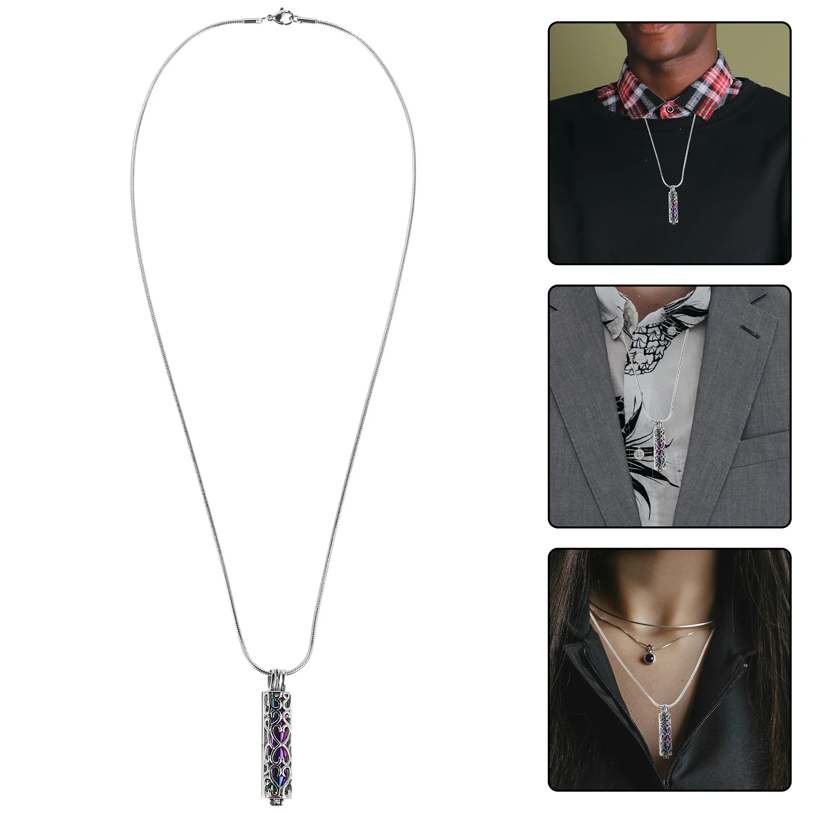 

Кулон-урна для праха из нержавеющей стали, полый цилиндр, памятный кулон, ювелирное изделие для кремации, сувенир для мужчин и женщин