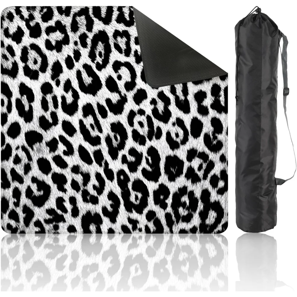 Neoprene Luxury 3mm Mahjong Table Cover 31.5 Inch White Snow Leopard Repeating Texture Non-slip Noise Reduction for Mahjong