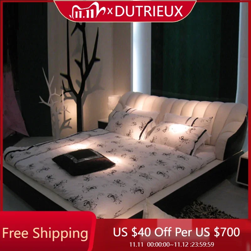 

Lazy Luxury Modern Bed Frame Aesthetics Double Small Family Designer Apartment Bed High End Confortable Classic Lit Furniture