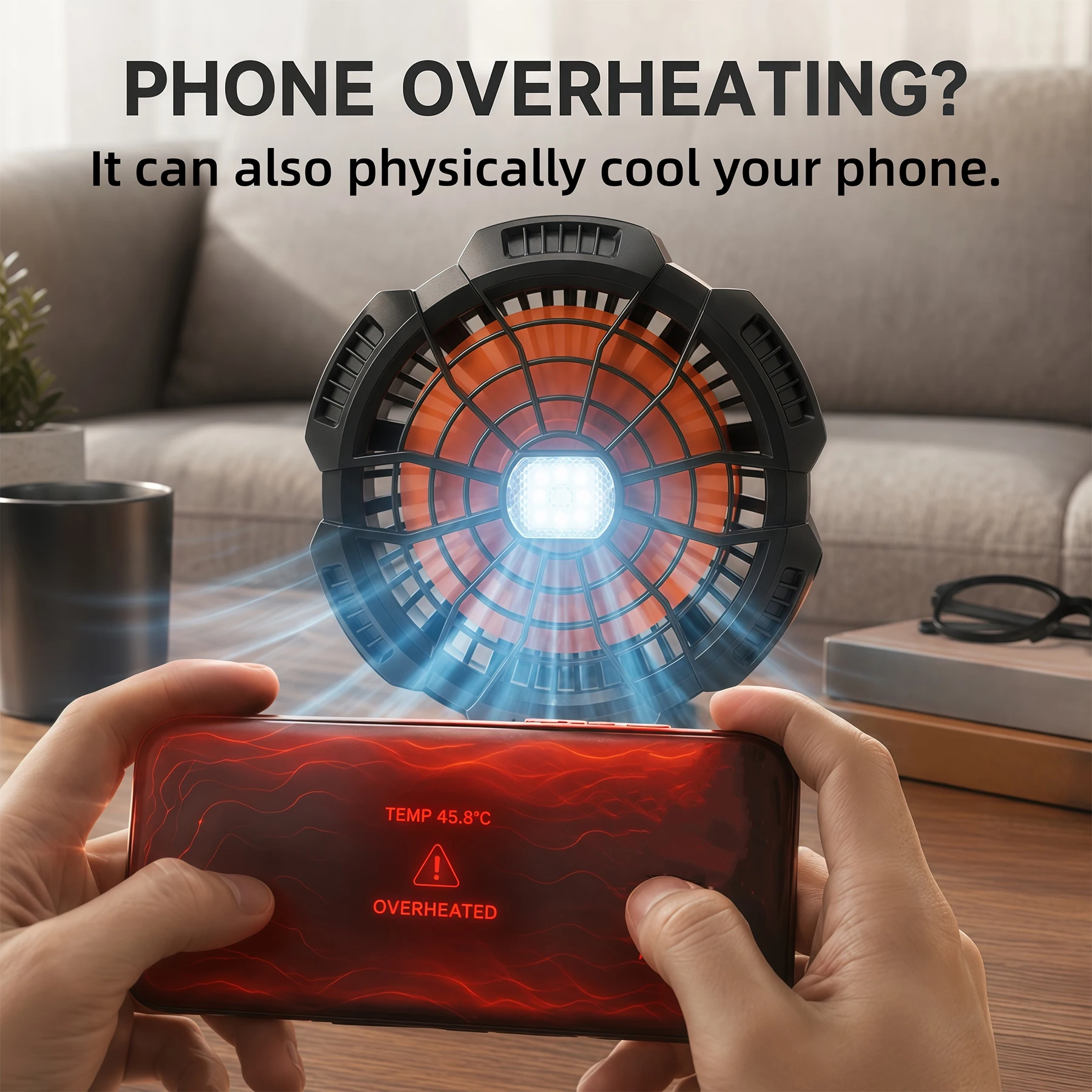 Compact Portable USB Fan, 5200Mah, Supports Speed and Light Adjustment, Made of Abs Material, Simple Design, Suitable for Everyone, Ideal for Daily Cooling, Cooling Mobile Devices, Charging Phones, Outdoor Camping, Hiking, Fishing, Etc