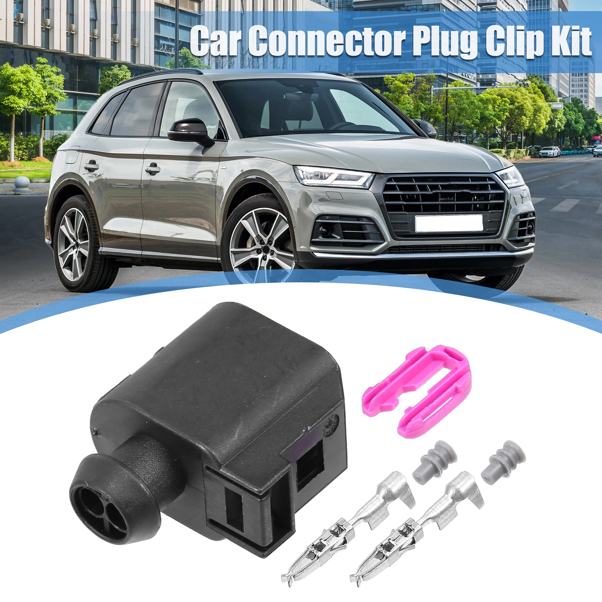 X Autohaux 1 Set No.8T0973702/6E0973702 2 Pin ABS Sensor Connector Adapter Plug Clip Kit Replacement for VW for Audi