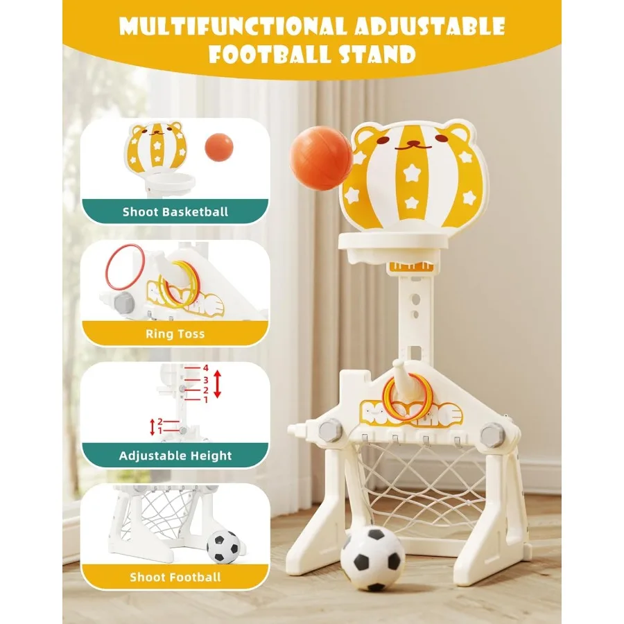 Ensemble toboggan et balançoire 6 en 1 pour tout-petits, ensemble de jeu d'extérieur pour tout-petits, 13 jouets grimpeurs pour bébés de 1 an, toboggan d'intérieur