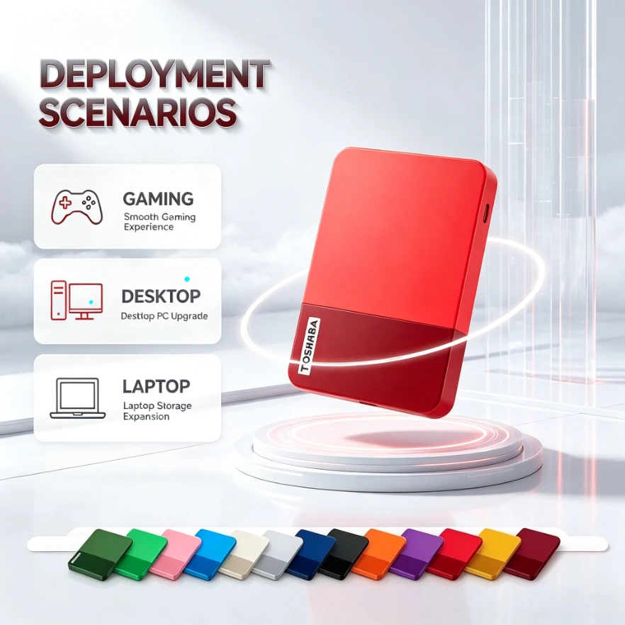 Original T0 Portable External Hard Drive Wine Red/Red/Yellow High Speed Storage Disk Compatible with Laptop Desktop Mac Android