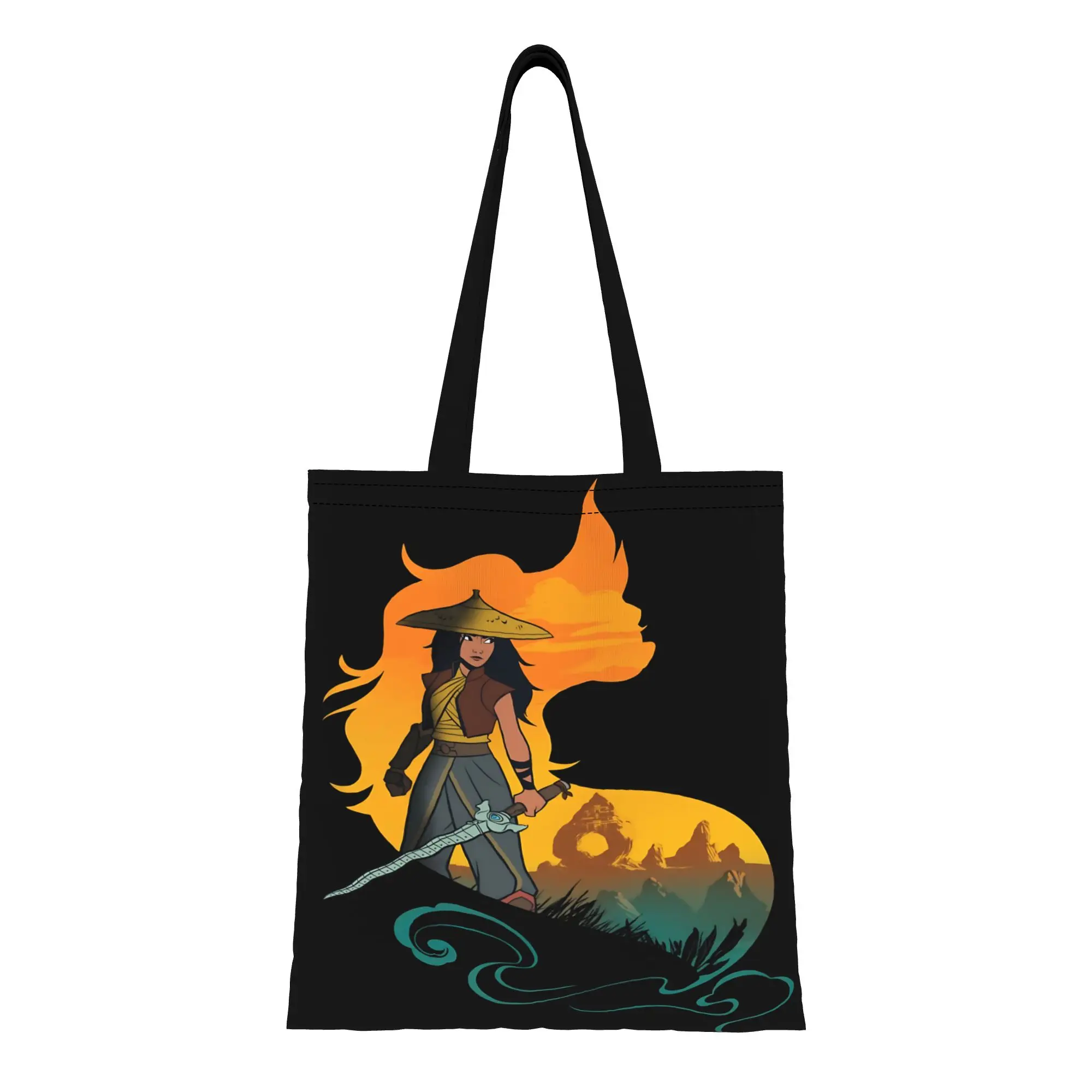 

1PC Valentine's Day Disney animation Reusable Double Sided Canvas Tote Bag Shoulder Mulan Handbag