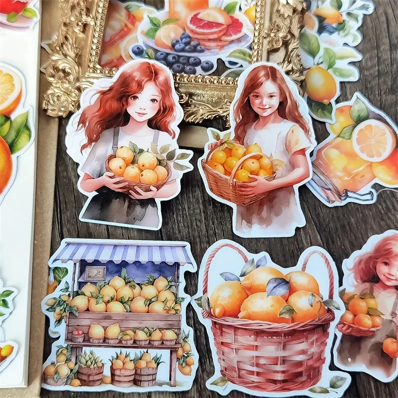 18pcs Cute Watercolor Lemon Fruit Harvesting Hand Tent Stickers  Girls to Waterproof photo album waterproof decorative