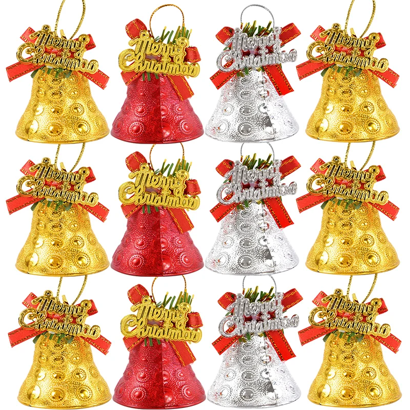 4pcs Christmas Bells Christmas Tree Jingle Bells Xmas Tree Hanging Pendants Christmas Decoration For Home New Year 2025 Navidad