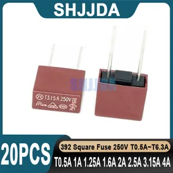 (20 pieces) 392 Fuse Square 250V T0.5A T1A T1.25A T1.6A T2A T2.5A T3.15A T4A T5A T6.3A T8A T10A 392 Fuse Power Fuse Slow Break