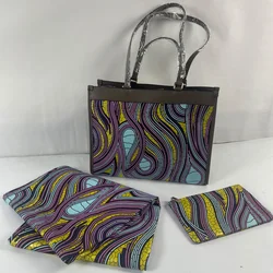 Ankara africain avec sac à main pour mariage, impression d'avertissement NigWin, haute qualité, avertissement doré, 3 pièces, Y6, nouveau style 2024