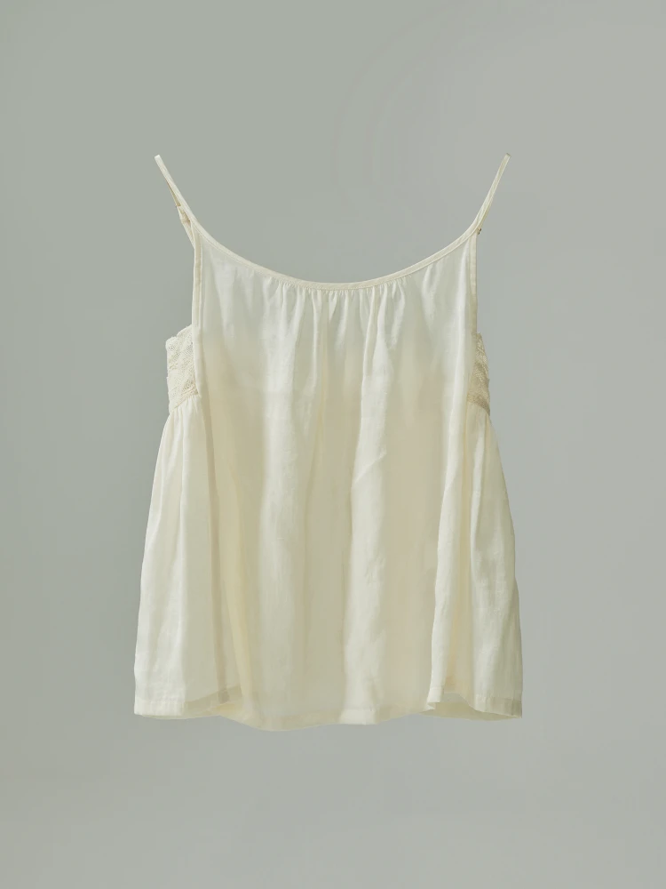 

Artistic Sle Soft Silk Feel Strap Vest Patchwork Lace Trim Base Layer Women's Faion Summer Clothing Mani Happy Day