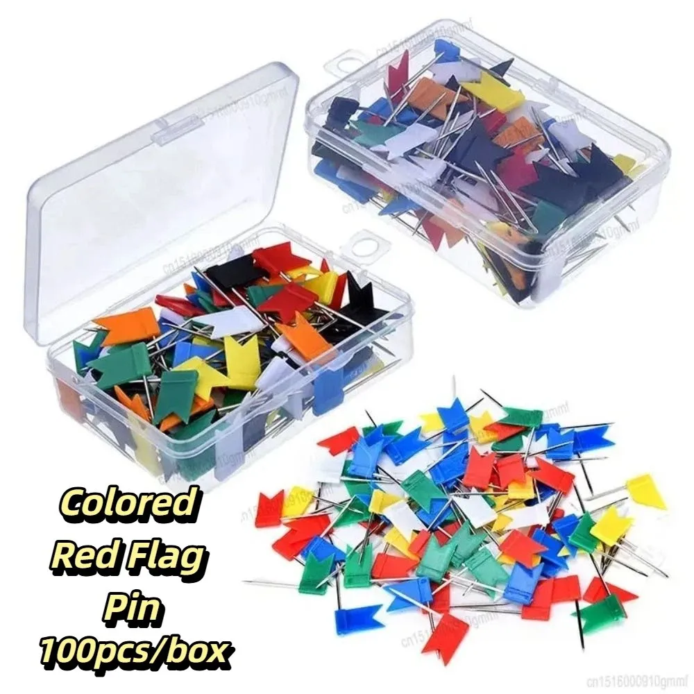 100pcs/box Bright Colors Colored Push Pins Easy Insert Reliable Material Map Pins Stable Fixing 100 Pieces Box Art Supplies