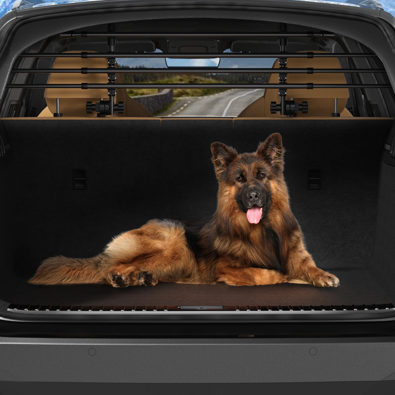 Areyourshop Luggage Compartment Partition, Adjustable Pet Barrier for Car SUV Truck, Car Dog Safety Door Guard
