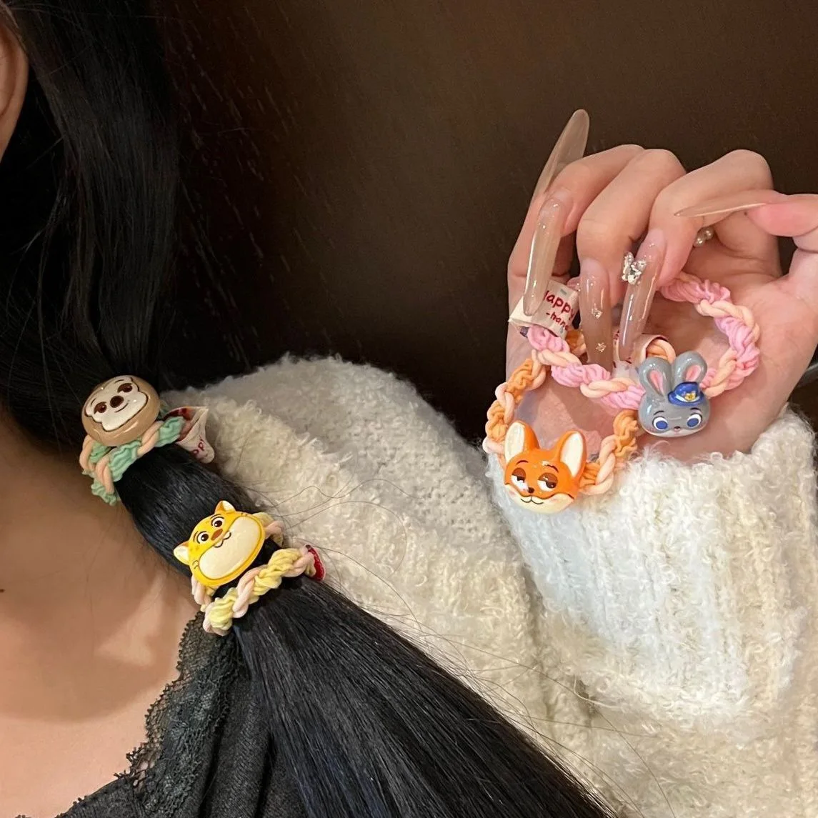 10/50 قطعة جديد ل Zootopia2 عقال مرونة عالية ، الكرتون لطيف ودائم شريط مطاطي للفتيات مجموعة إكسسوارات الشعر الهدايا