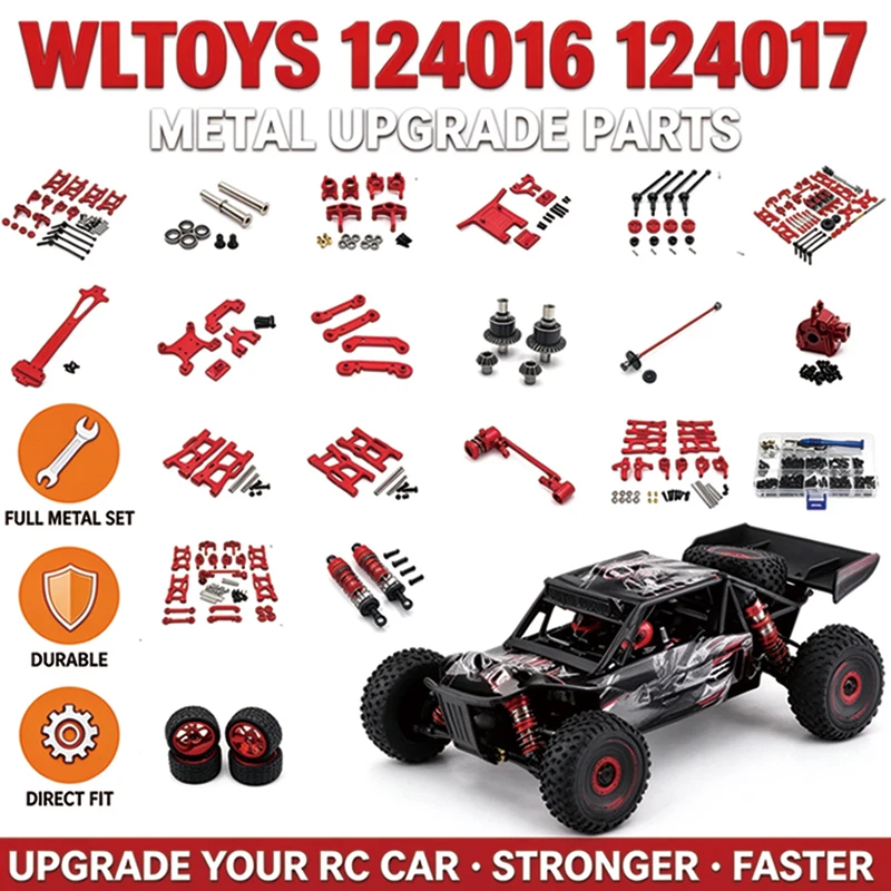 Wltoys 124016 124017 RC Auto Metall-Upgrade-Kit Vordere und Hintere Stoßdämpferhalterung Schutzstange Bürstenloser Motor ESC Karosserie-Zubehör