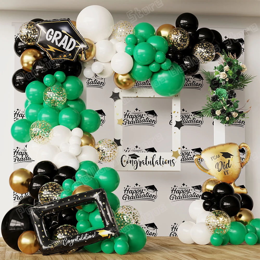 

112pcs Graduation Balloons Arch Garland Kit Bachelor Cap Trophy Foil Balloon School Celebrations 2024 Graduation Globos Decor