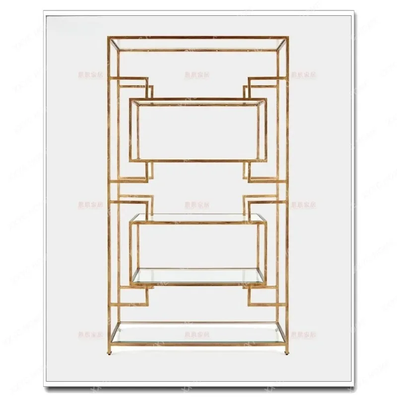 XX Modern Home Shelf Stainless Steel Brushed Brass Tempered Glass Bookcase Storage Rack Display Wine Holder
