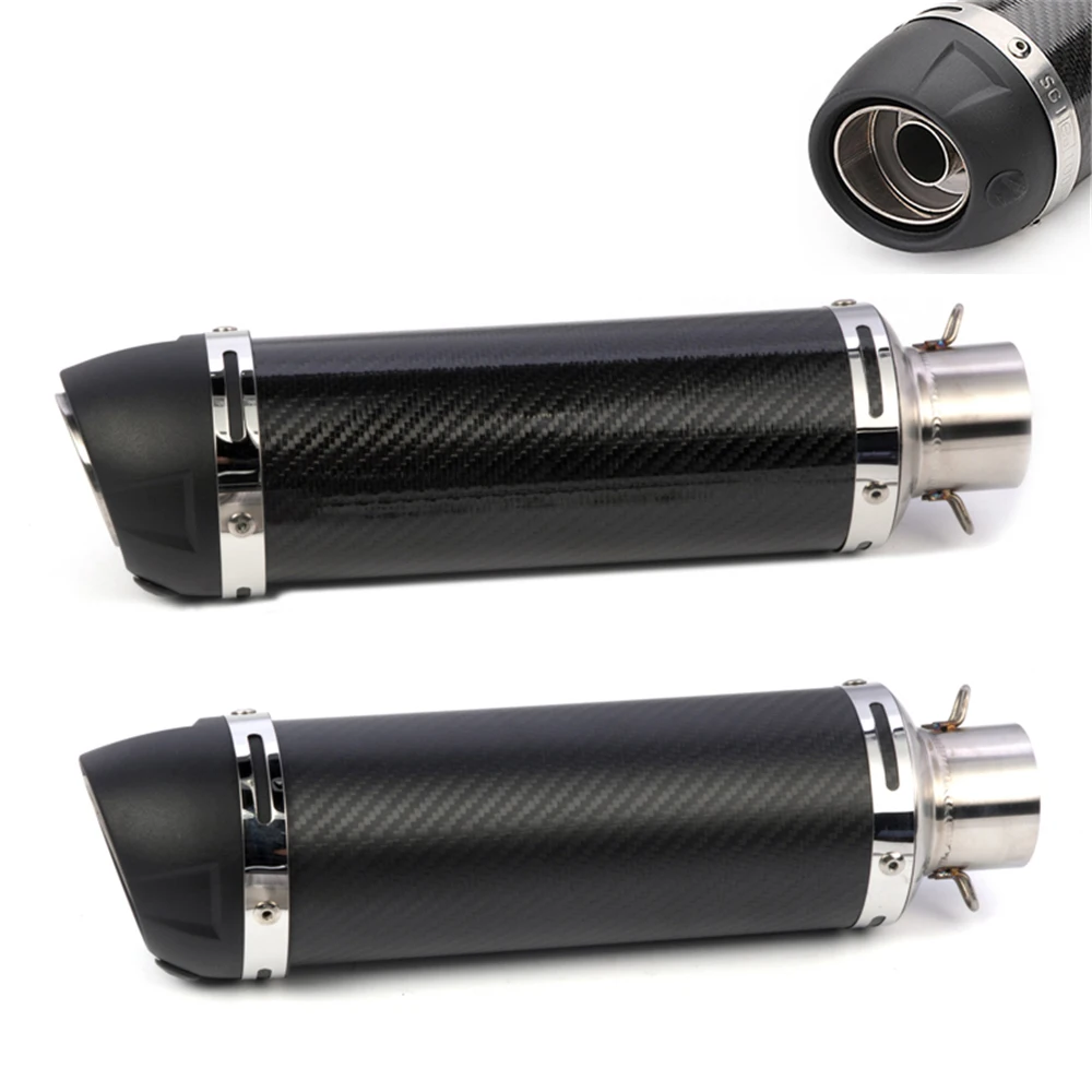 Universal 51mm Motorcycle Exhaust Pipe Carbon Fiber Scooter Slip-on Muffler with E-mark for Yamaha R1 R3 Ninja 400 Nmax PCX 125