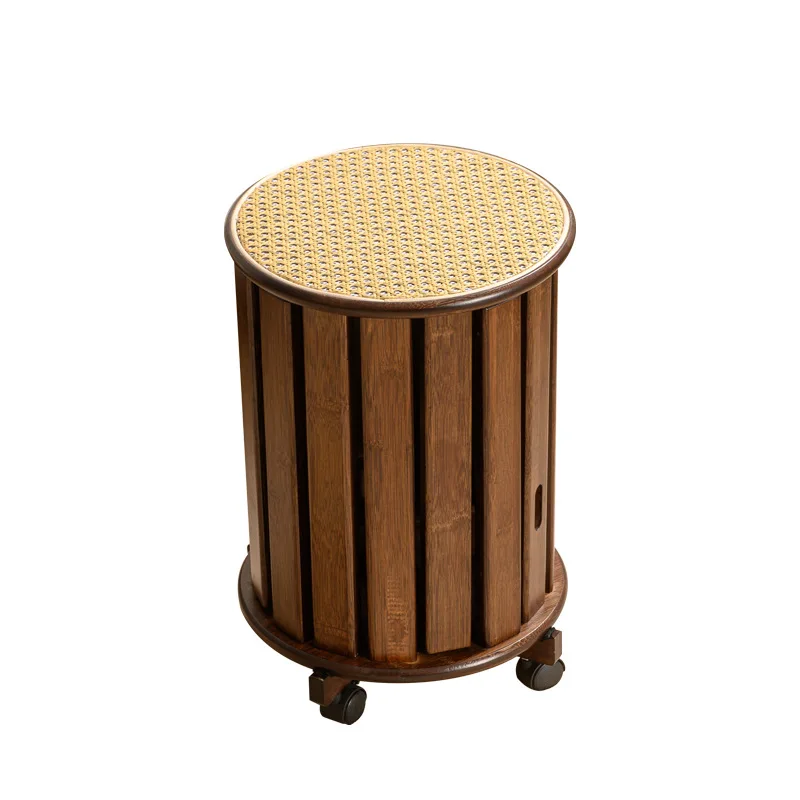 Four-in-one stackable stool, can be stacked for household use with round stools, dining table stools, small family spare rattan
