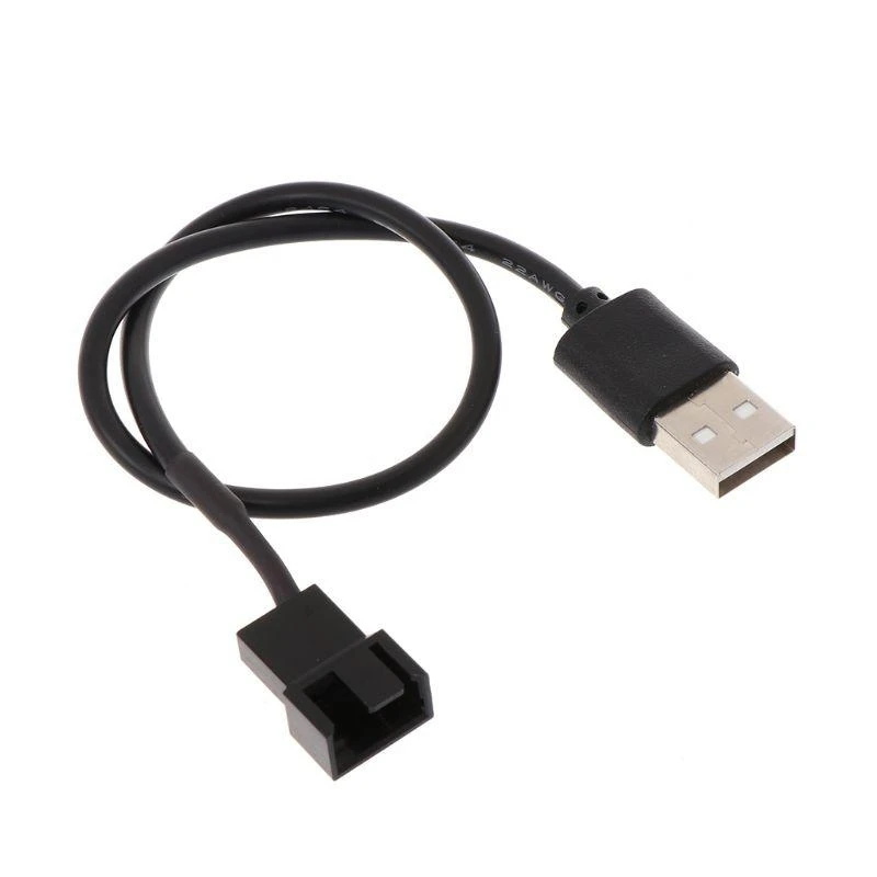 

P9FA 22AWG USB 2.0 A to 3 / 4-Pin PWM 5V USB Sleeved Fan Power Adapter Cable, Black