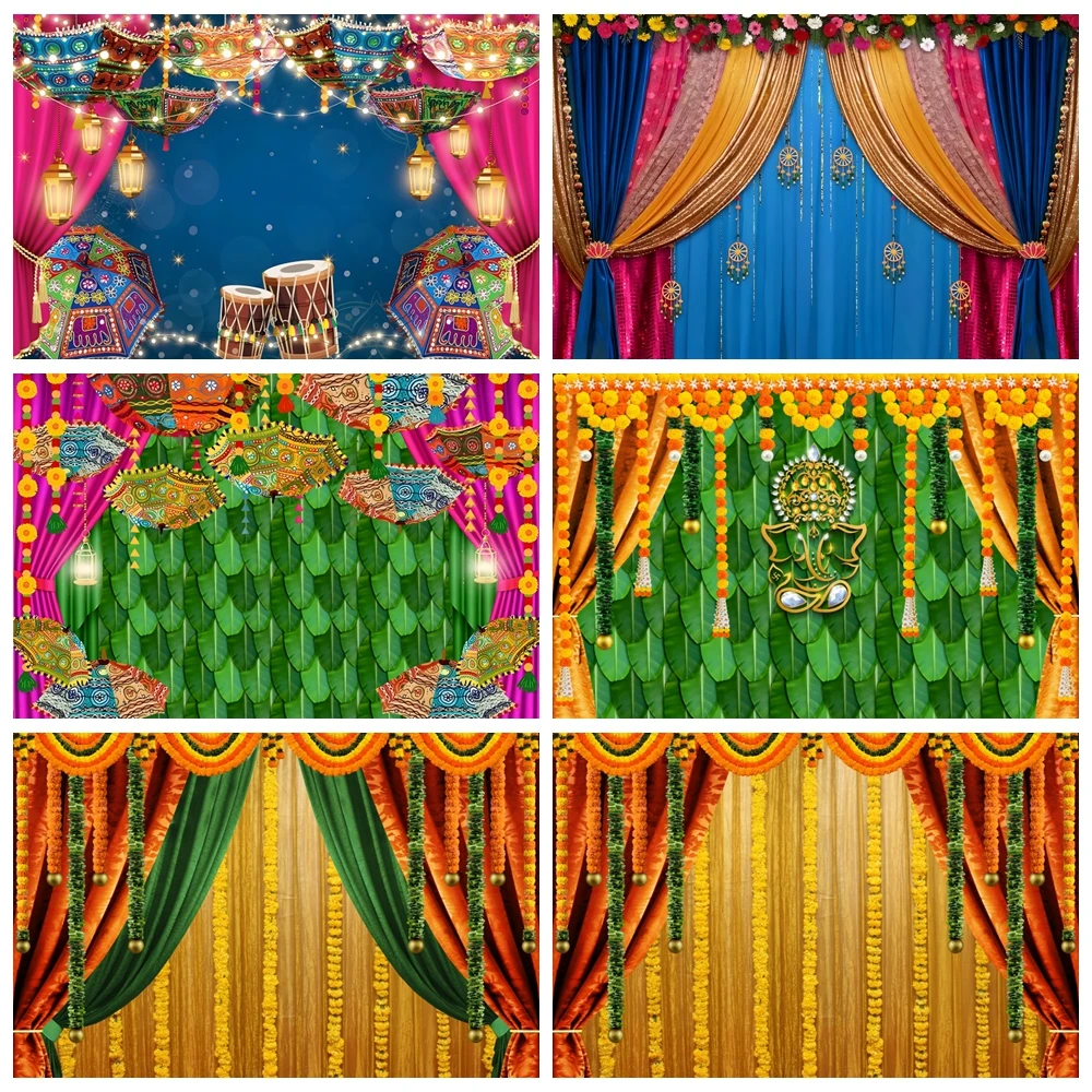 Indian Style Colorful Curtain Backdrop Baby Kids Birthday Party Wedding Portrait Photography Background Wall Decor Photo Studio