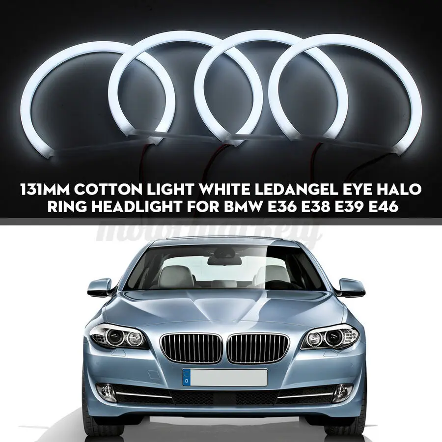 

4X 131mm Cotton Light Lamps LED Angel Eye Halo Rings For BMW E36 E38 E39 E4