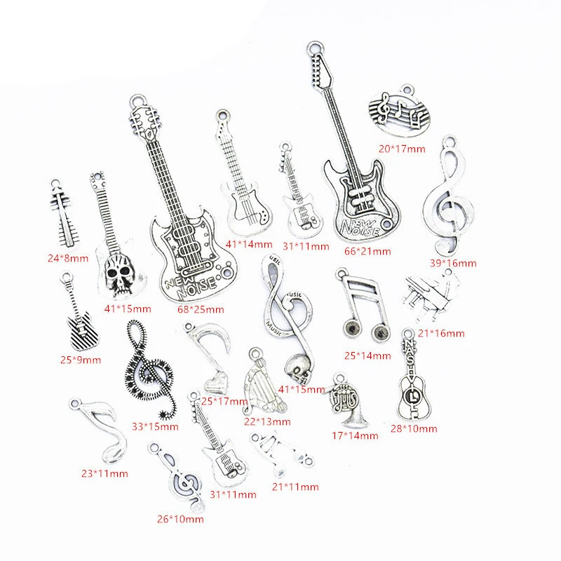 

21Pcs/Set Vintage Alloy Guitar Musical Note Charms Pendants DIY Jewelry Findings