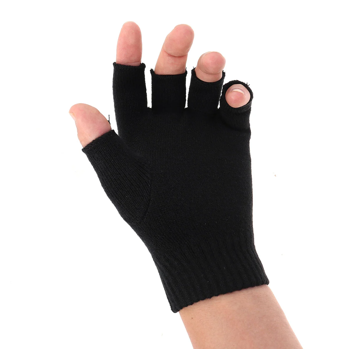 Shock-absorbing Gloves Halloween Half Finger Skull Bone Outdoor Black Knit Anti-skid