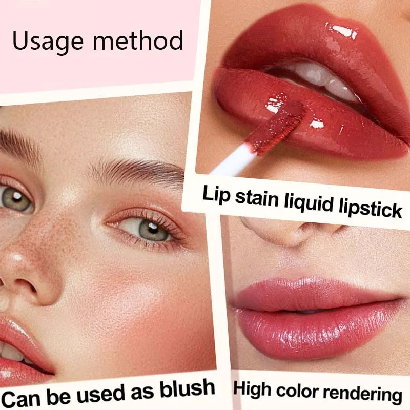 Flüssiger Lip Stain Lippenstift Make-up Wasserlicht Fruchtsaft Lipgloss Tönung Feuchtigkeitsspendender wasserdichter Antihaft-Lippenstift mit hohem Pigment