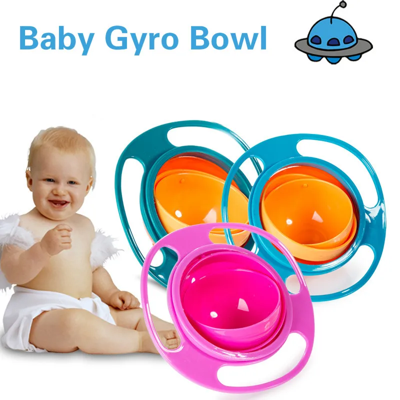 Baby Feeding Gyro Bowl Infant Toddler Kids Plate Universal Spill-Proof Bowl 360 Degrees Rotation Gyro Baby Dishes Box Package