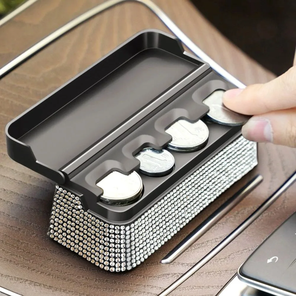 New Plastic Coins Storage Box Car Interior Dual Purpose Car Coins Case Creative 4 Compartment Coin Wallet Box Car Interior