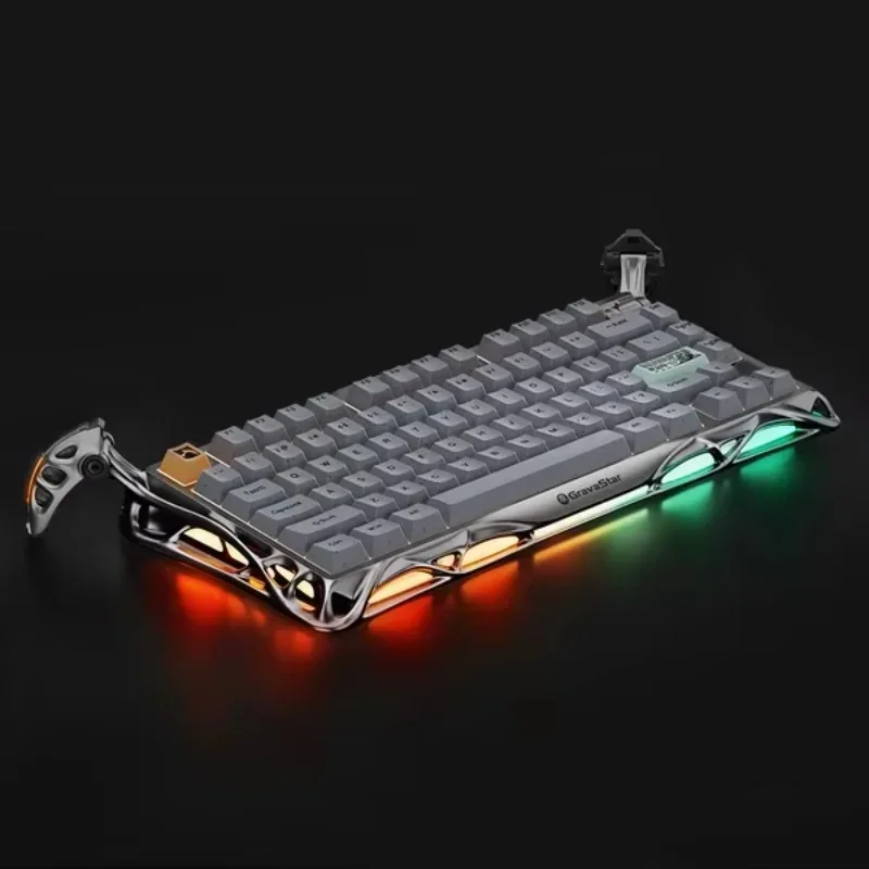 GravaStar K1 Pro 75% Teclado mecânico sem fio para jogos com interruptores lineares com retroiluminação RGB e moldura
