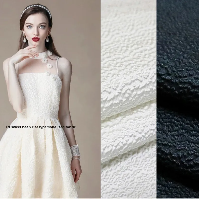 

Окрашенная пряжа, парчовая жаккардовая ткань, весна-лето, пузырьковый темно-зернистый комплект с шортами, европейский модный дизайн, ткань для шитья своими руками