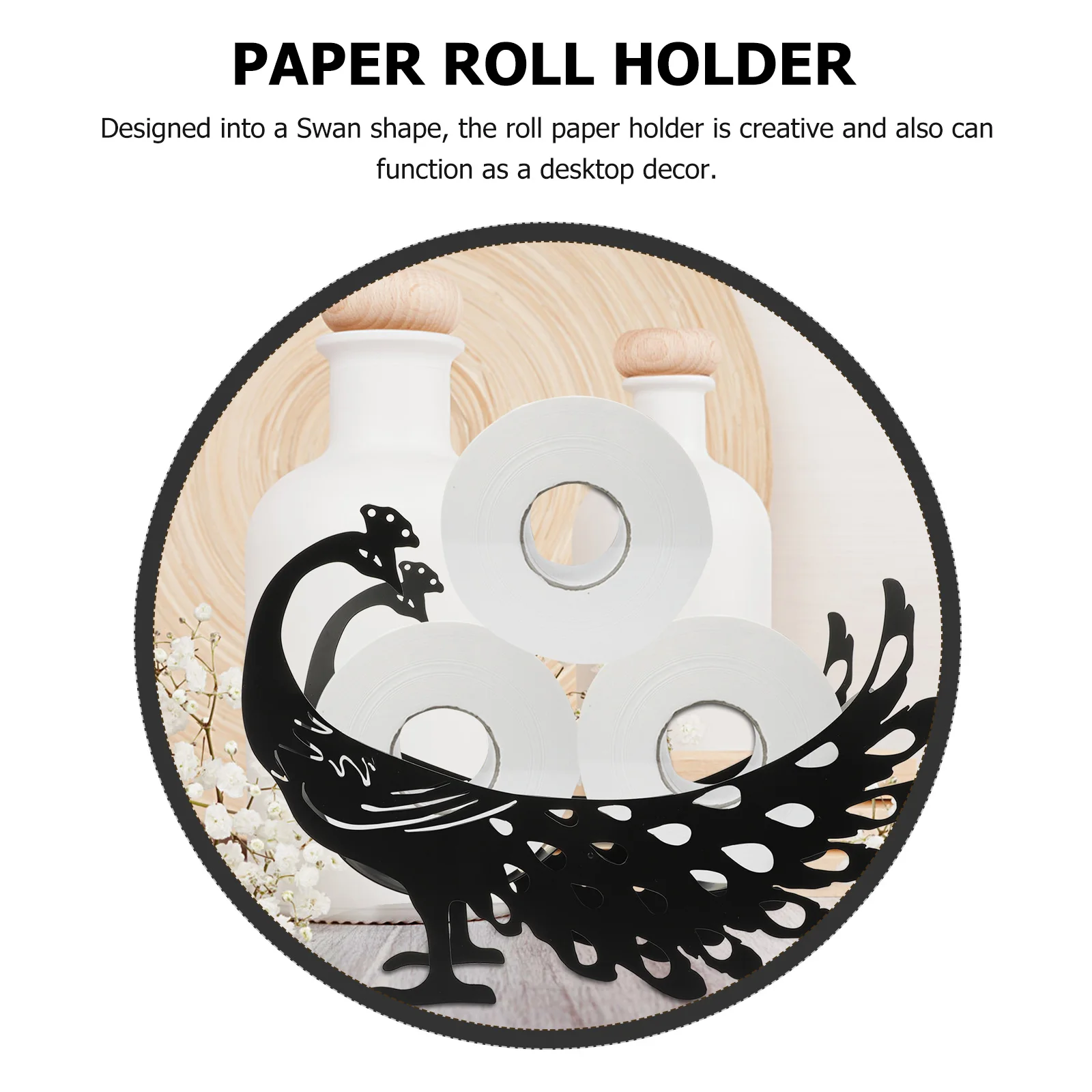 

Peacock Shaped Storage Rack Bathroom Tissue Holder Stand Toilet for Paper Metal Industrial up Organizer Kitchen Towel