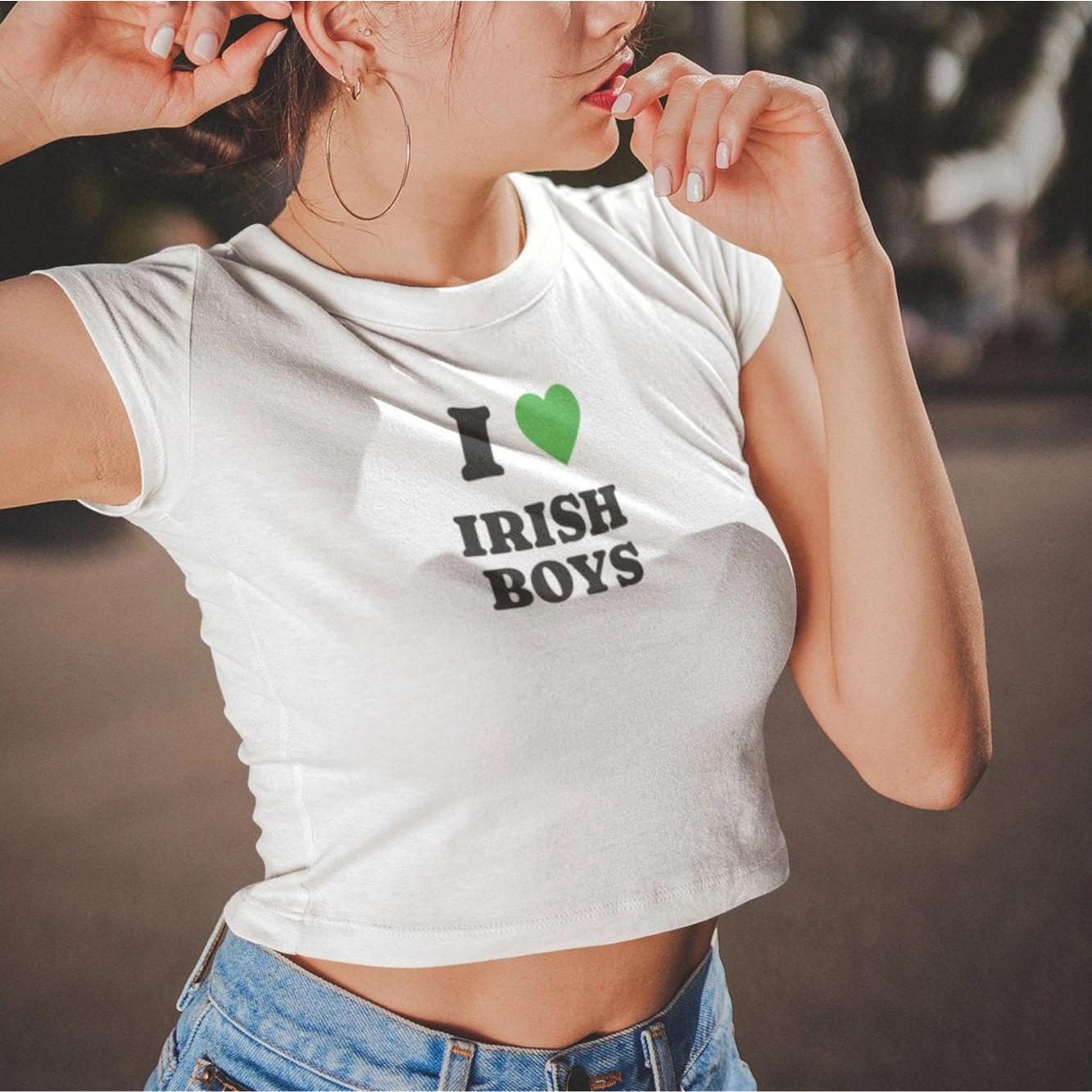 I Love Irish Boys Hip Hop Graphic Women Cropped Tops Harajuku Kawaii Clothes 2000s Y2k Baby Tee Fashion T Shirt Female Crop Top