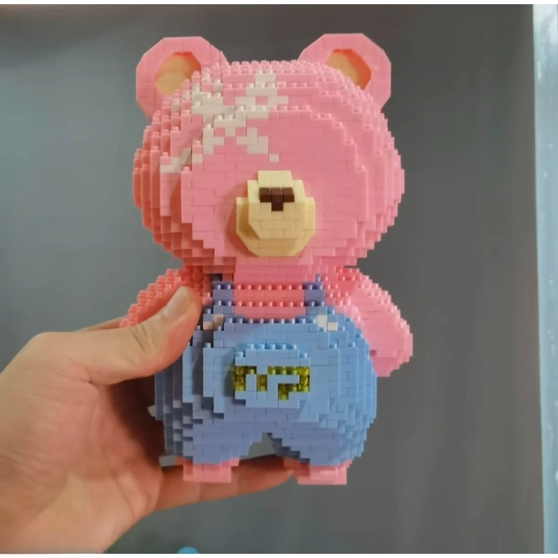 かわいい微粒子ピンククマ減圧スプライシング環境に優しいビルディングブロックエンターテイメントパズル小さなおもちゃ