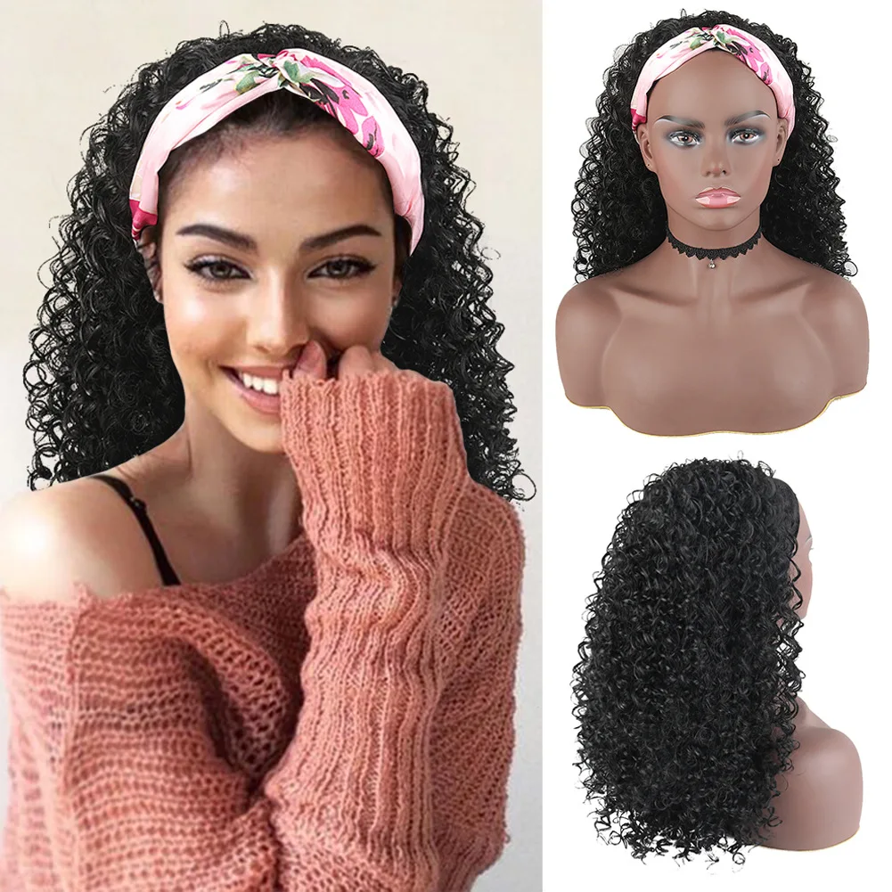 

Afro wig African women's headscarf, headband, wig, small curly short hair, synthetic headband wigs