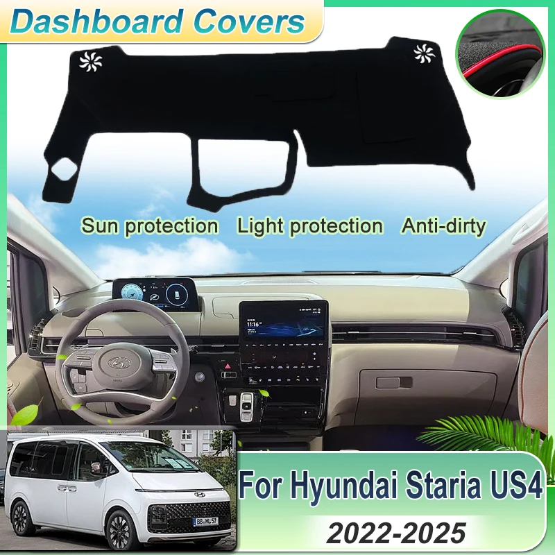 

For Hyundai Staria US4 Accessories 2022~2025 2024 2023 Car Center Console Dashmat Sun Shade Dustproof Dashboard Cover Pad Rug