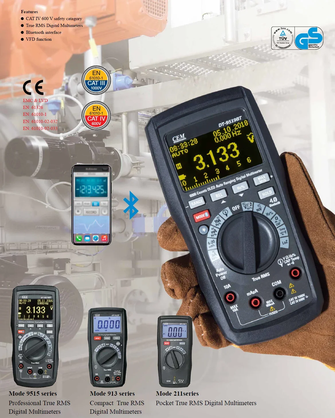 CEM DT-9515 Small Handheld LCD Display Factories Current DC Voltage Digital Multimeter Best Selling Multimeter