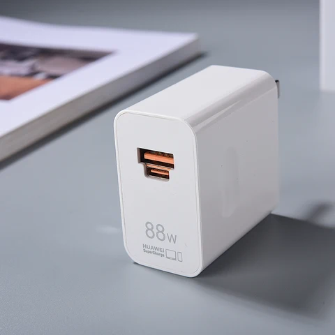   Оригинальное зарядное устройство HUAWEI 88W SuperCharge с двумя портами USB-A/C для быстрой зарядки, совместимое с Pura 80, 70, P60, P50 Pro+, Mate 60, 50, Nova 12