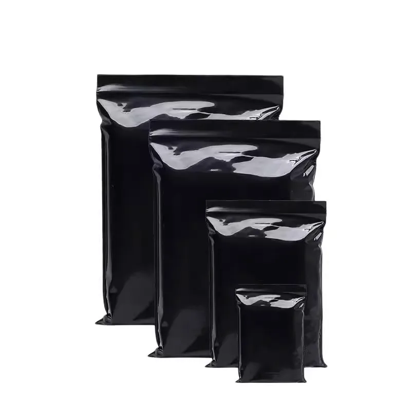 

INPLUSTOP Thickened Dark Black Resealable Zipper Lock Bag Self Sealing Poly Electronics Storage Pouches Portable Zip Lock Bags