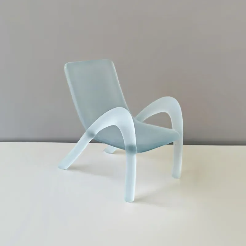 Modern Transparent Resin Chair Ornament Matte White Creative Home Decor for Living Room Dining Area Office Entrance Display