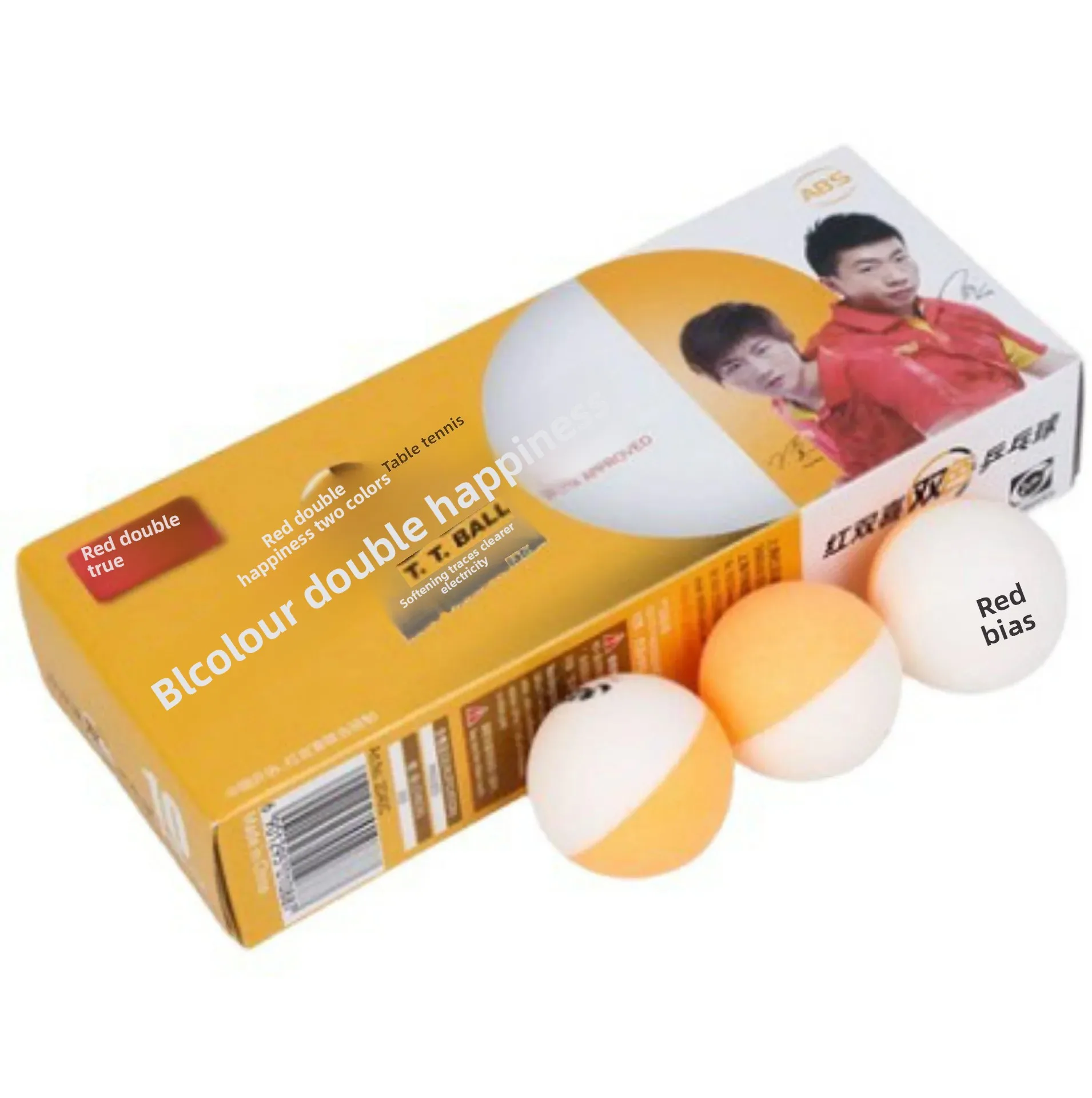 Pelotas de entrenamiento de tenis de mesa rojas de doble felicidad, doble Color, 10 piezas por caja, nuevo Material, pelotas de tenis de mesa de 40mm