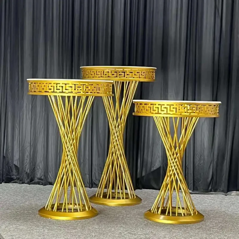 

New Gold Round Cylinder Pedestal Display Art Decorate Cake Rack Plinths Pillars For DIY Party Wedding Banquet Decorations