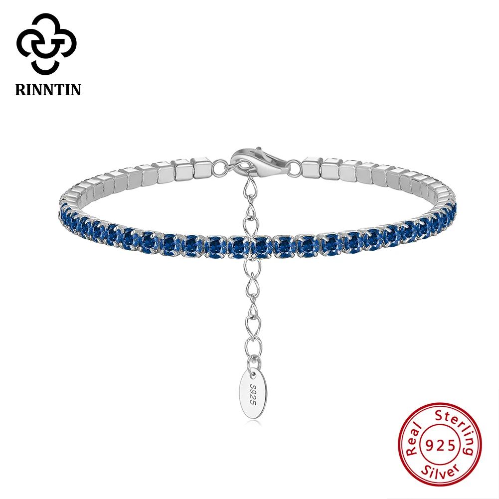 

Rinntin Shiny Tennis Bracelet 925 Sterling Silver 3.0mm Bezel Setting Zircon for Women Luxury Chain Bracelet Jewelry SB192