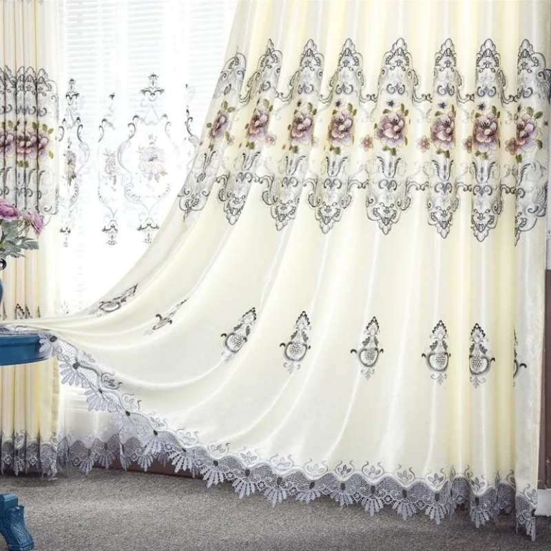 Custom  Size！！European Luxury Water-soluble Embroidered Blackout Curtains for Living Dining Room Bedroom Thick Fabric Decor