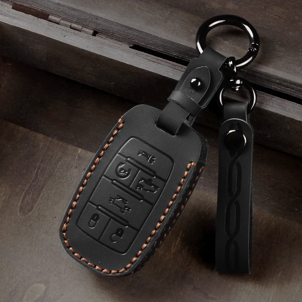 

Leather Car Key Cover Case Protector for Dodge Ram 1500 Rebel 2500 3500 5500 2019 2020 Holder Car Accessories