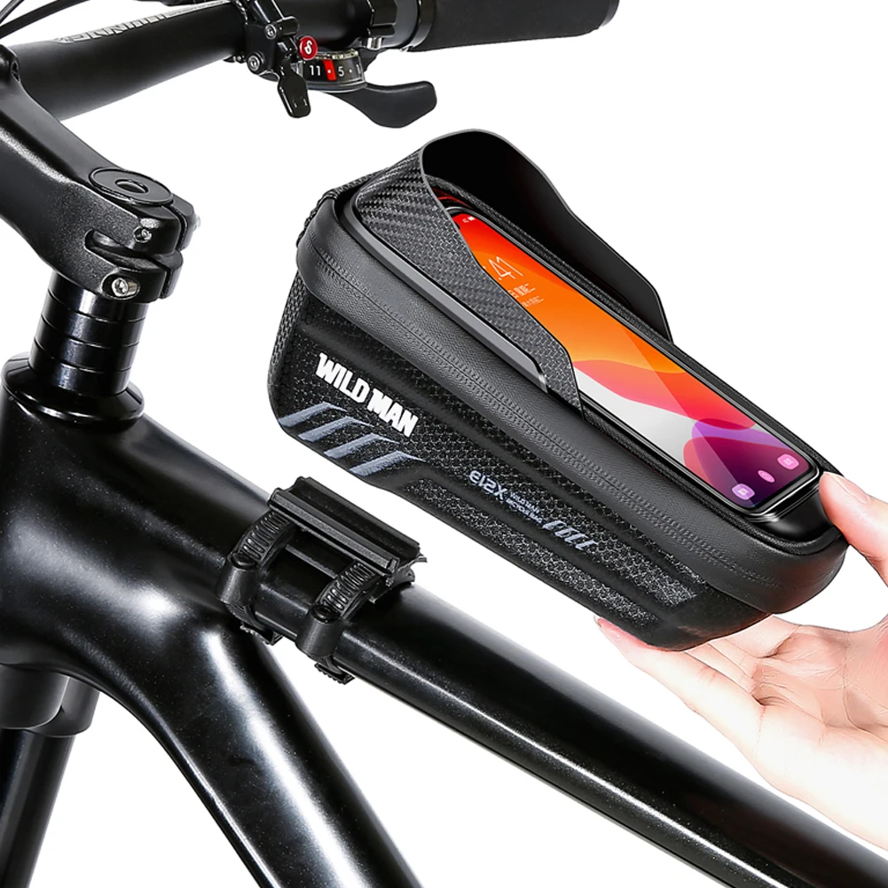 Bike Bag 2L Frame Front Tube Cycling Bag Bicycle Waterproof Phone Case Holder 7.4 Inches Touch Screen Bag Bike Accessories