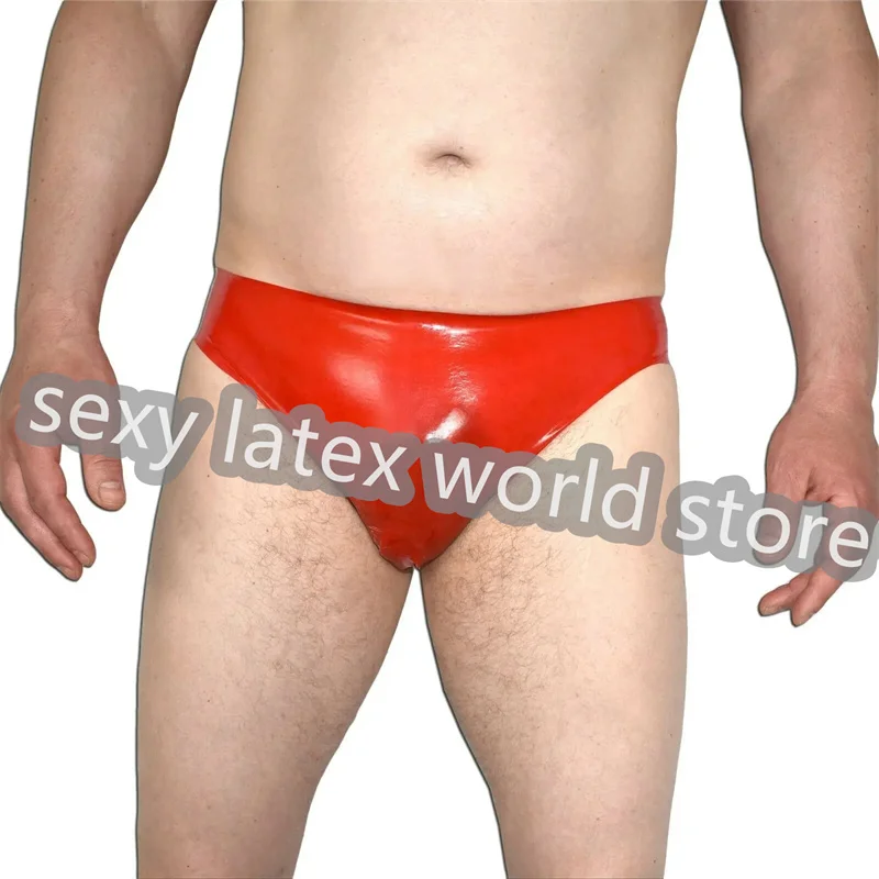 Mould Latex Men's Sexy Underwear Brief with Unique Crotch Style Color Red /Black/transparent